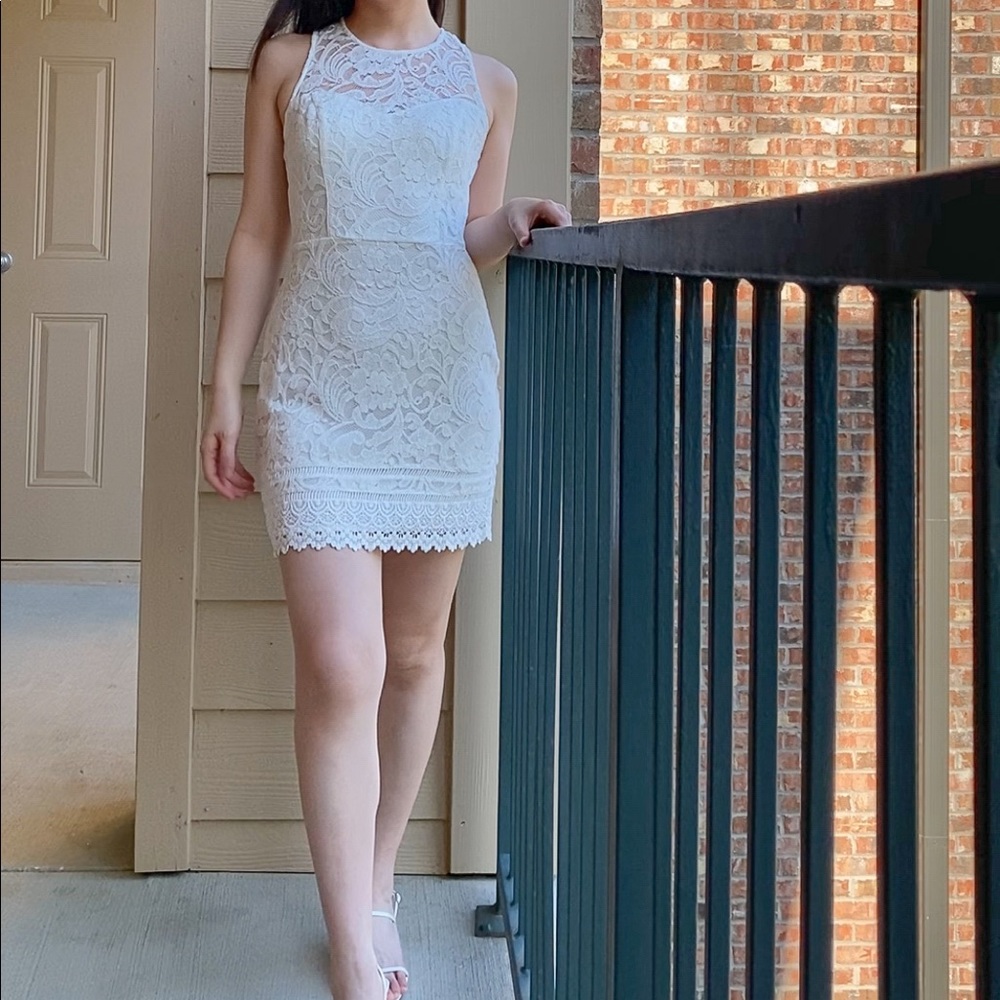 Price firm: Hollister white lace halter mini dress - Picture 3 of 8